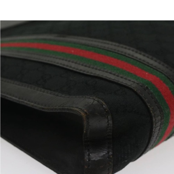 GUCCI GG CANVAS WEB SHERRY LINE TOTE PREOWNED Black/Red/Green - Picture 14 of 15